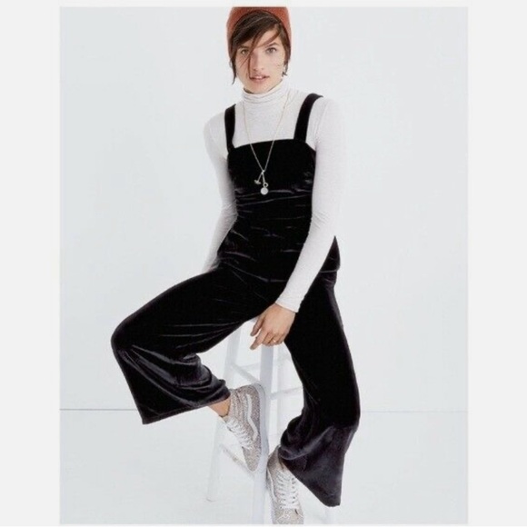 Madewell Pants - MADEWELL Crushed Velvet Black Jumpsuit, Size 00